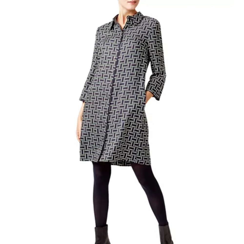 Geometric Patterned Black and White Dress